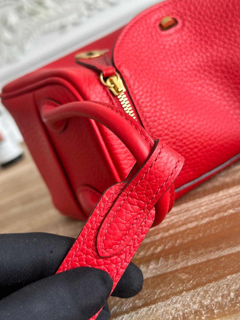 Hermes Lindy Mini Bag Togo Leather Red Gold H68620