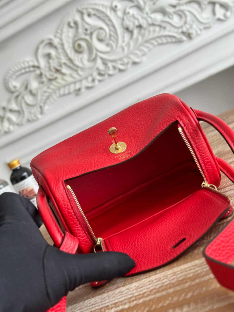 Hermes Lindy Mini Bag Togo Leather Red Gold H68620