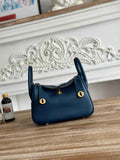 Hermes Lindy Mini Bag Togo Leather Dark Blue Gold H68621