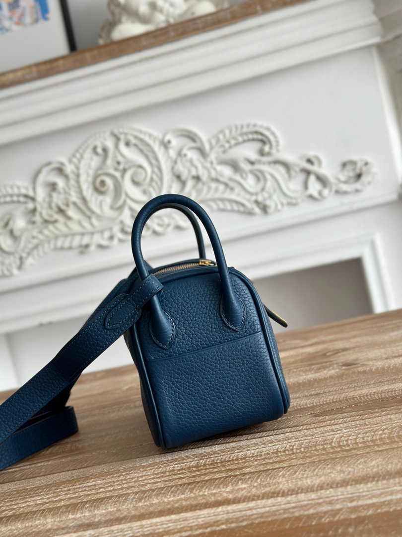 Hermes Lindy Mini Bag Togo Leather Dark Blue Gold H68621