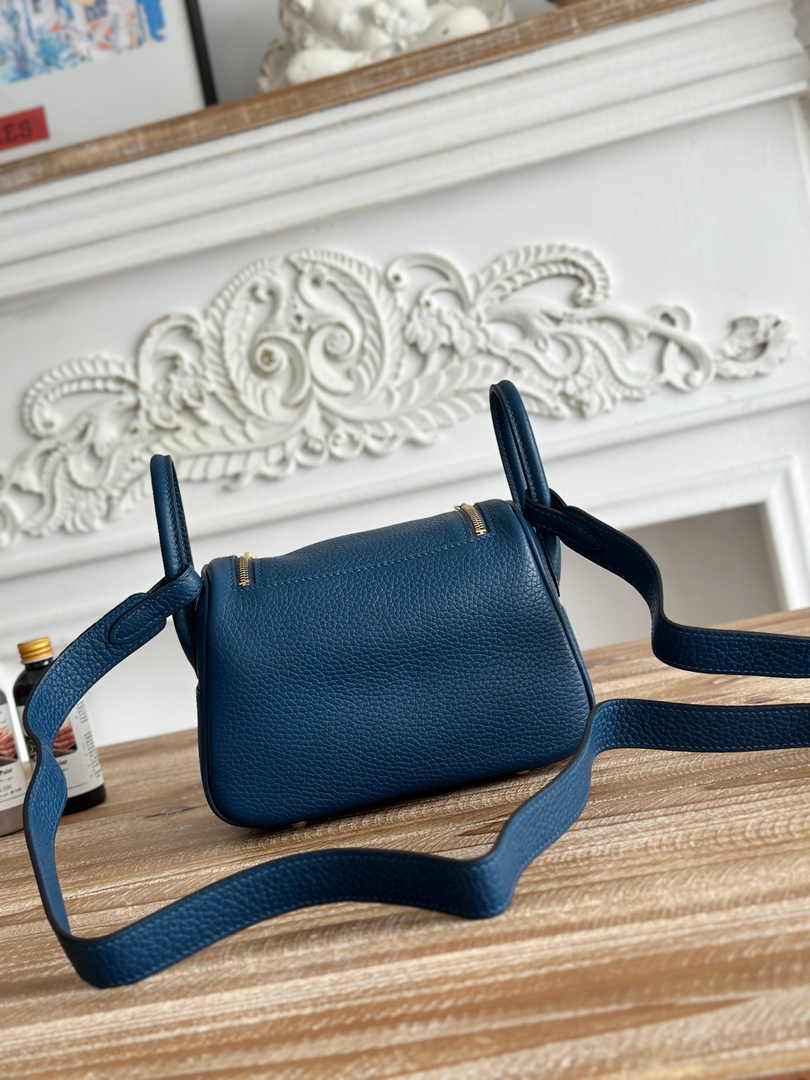 Hermes Lindy Mini Bag Togo Leather Dark Blue Gold H68621