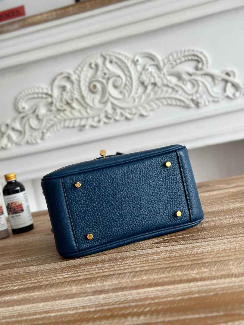 Hermes Lindy Mini Bag Togo Leather Dark Blue Gold H68621