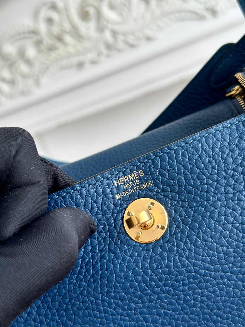 Hermes Lindy Mini Bag Togo Leather Dark Blue Gold H68621
