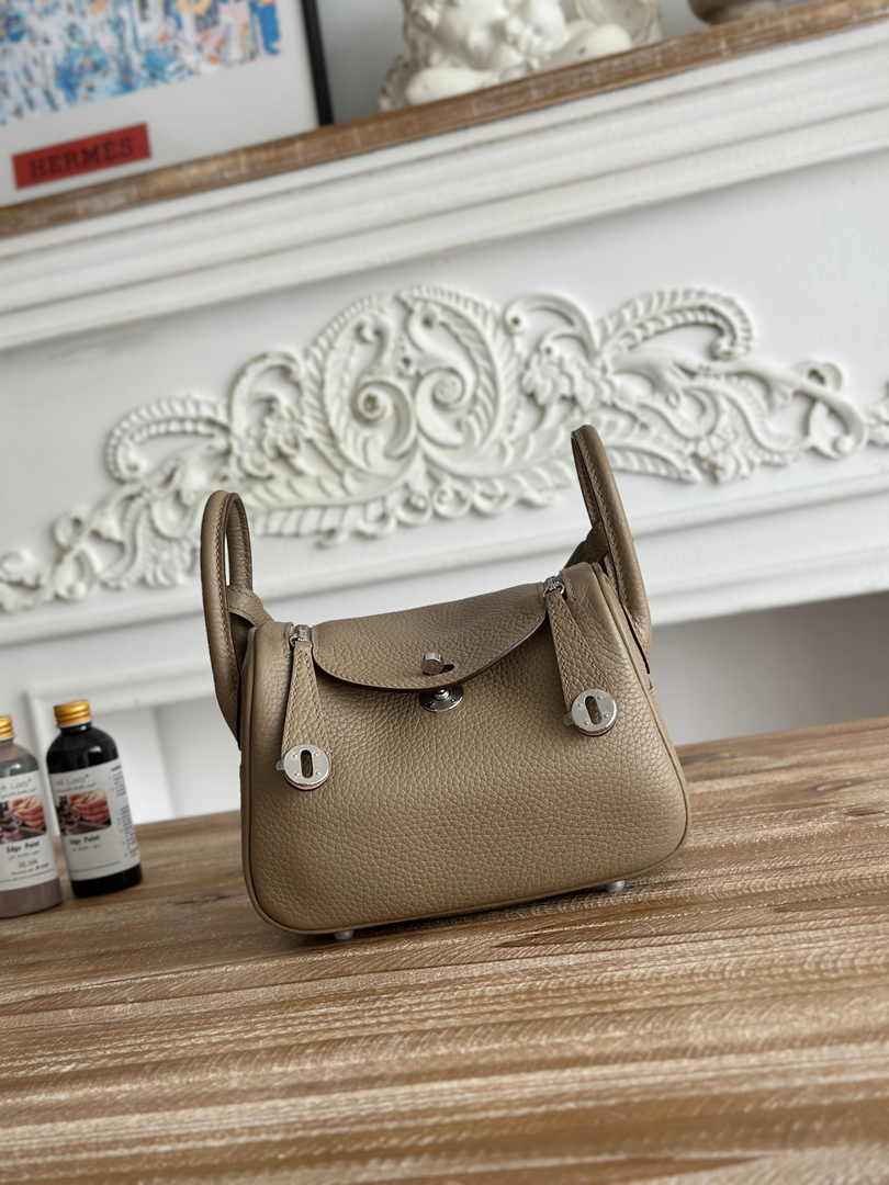 Hermes Lindy Mini Bag Togo Leather Light Gray Silver H68622