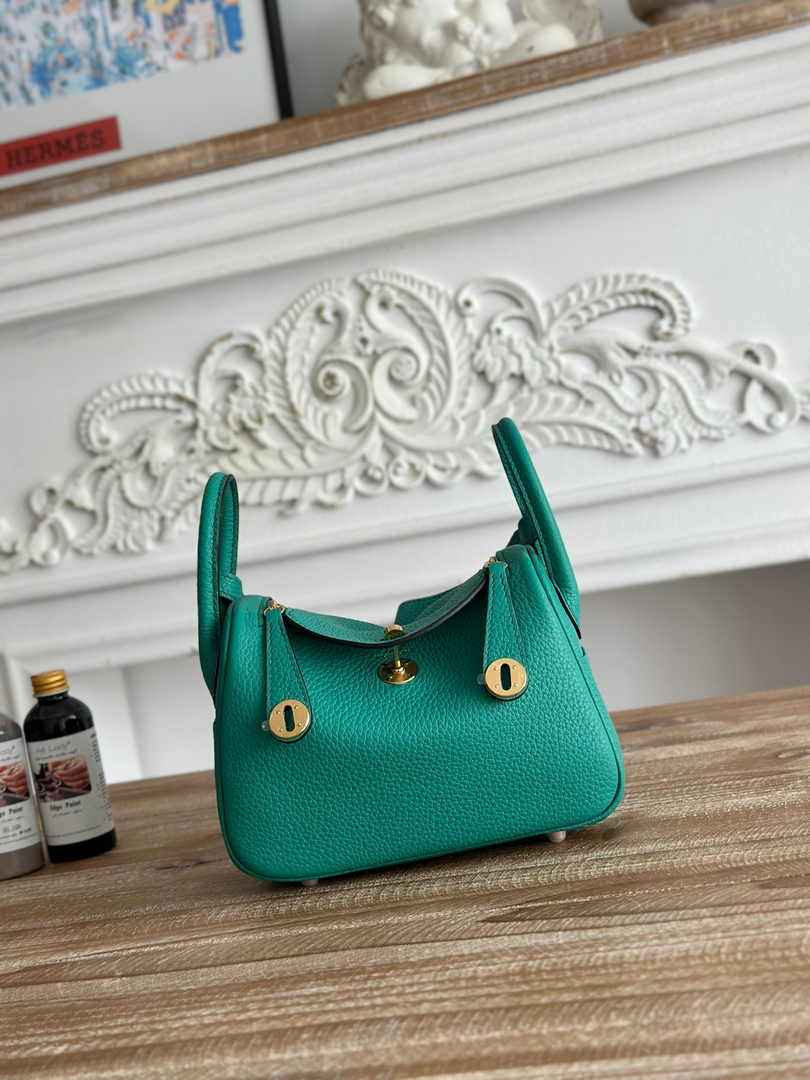 Hermes Lindy Mini Bag Togo Leather Green Gold H68623