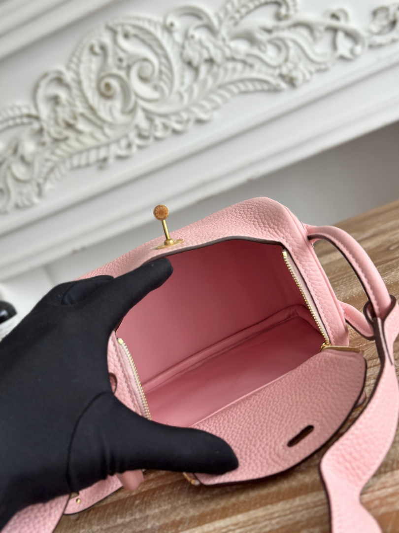 Hermes Lindy Mini Bag Togo Leather Light Pink Gold H68624