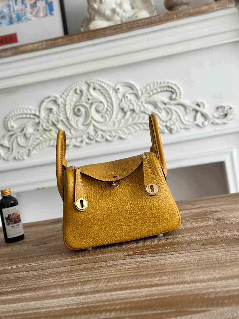 Hermes Lindy Mini Bag Togo Leather Yellow Gold H68625