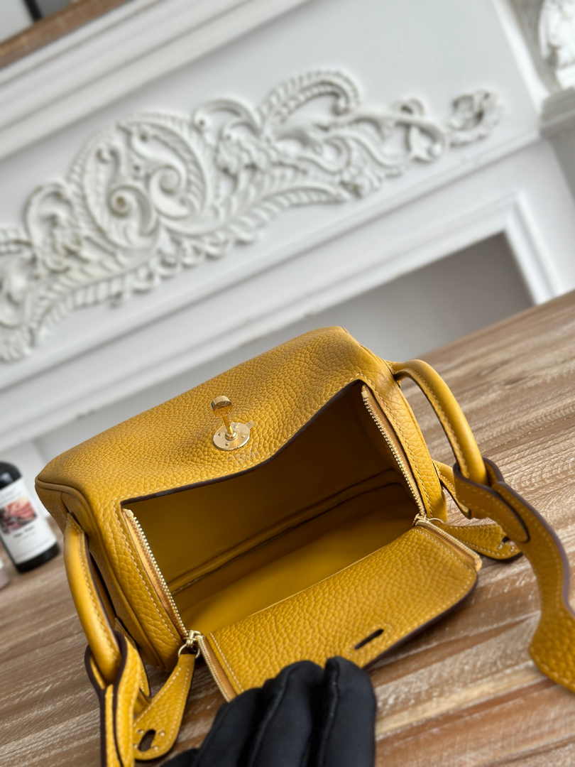 Hermes Lindy Mini Bag Togo Leather Yellow Gold H68625