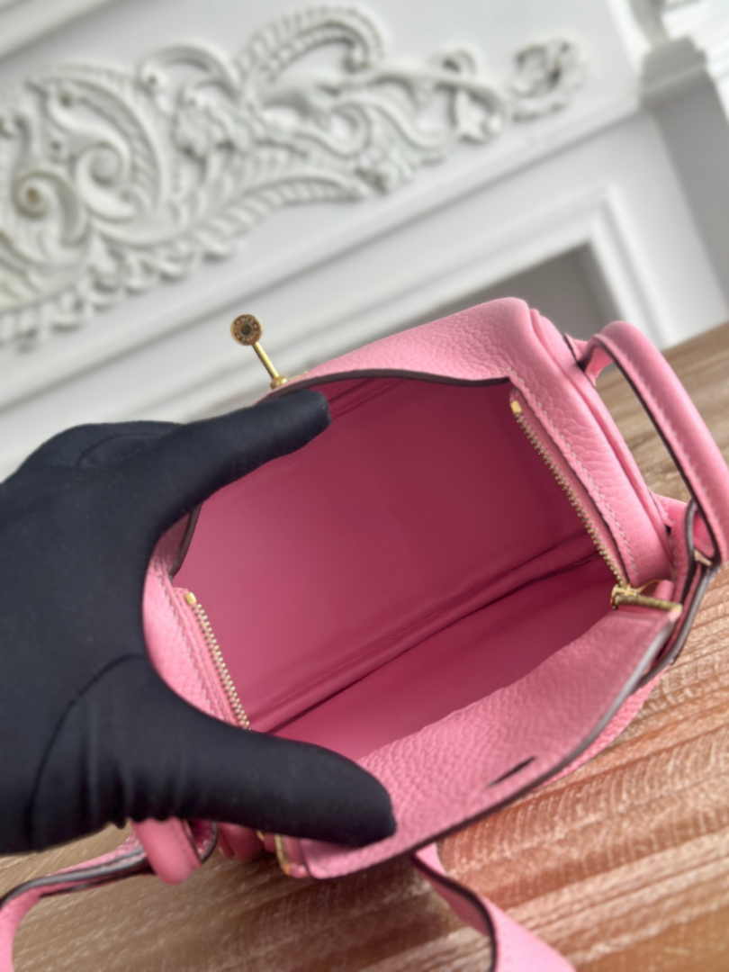 Hermes Lindy Mini Bag Togo Leather Pink Gold H68626