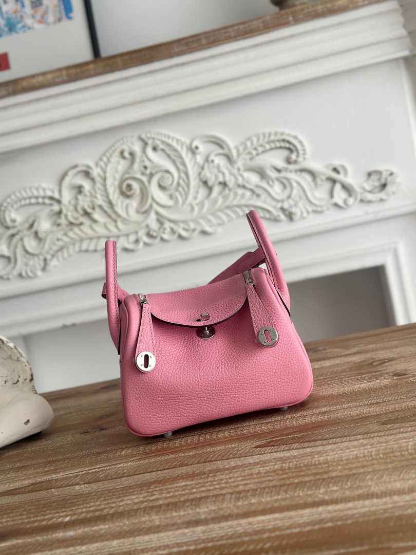 Hermes Lindy Mini Bag Togo Leather Pink Silver H68627