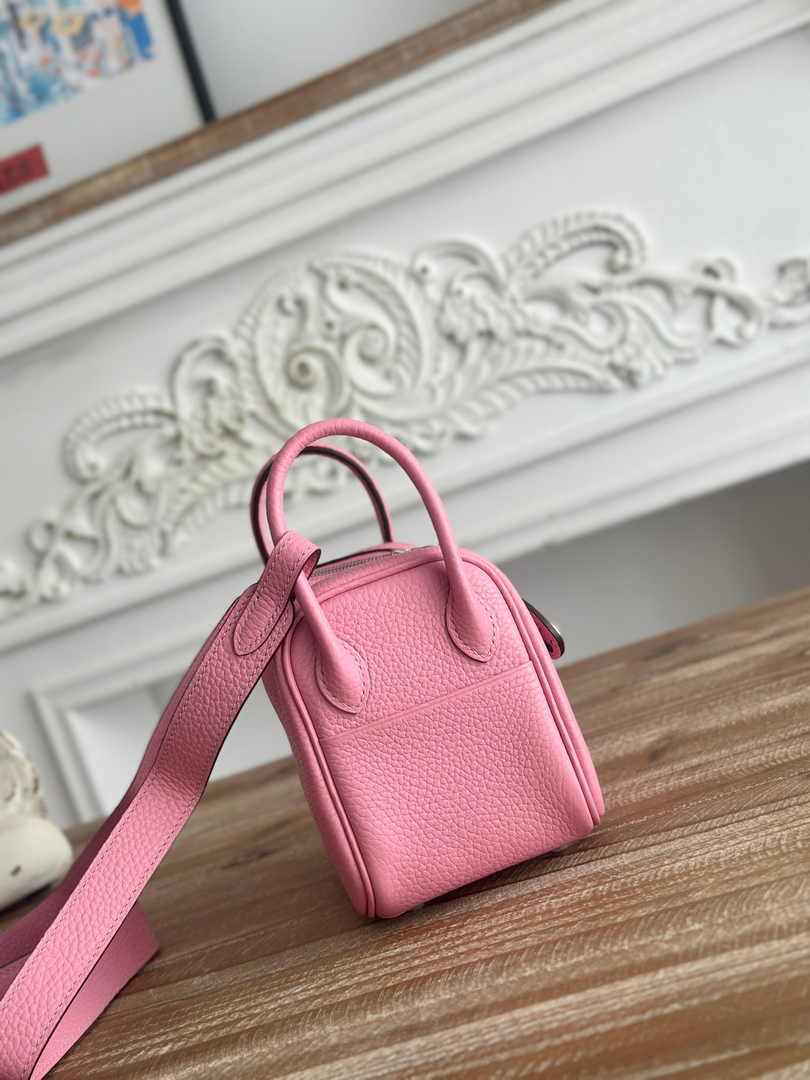 Hermes Lindy Mini Bag Togo Leather Pink Silver H68627