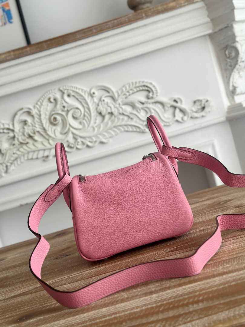 Hermes Lindy Mini Bag Togo Leather Pink Silver H68627