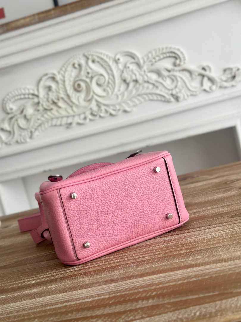 Hermes Lindy Mini Bag Togo Leather Pink Silver H68627
