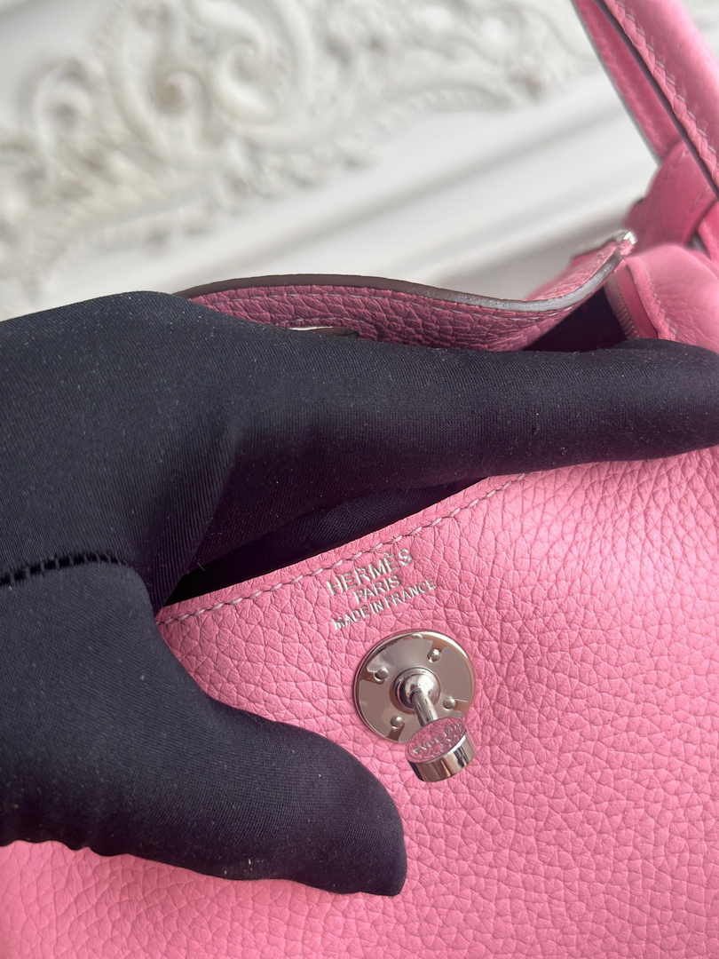 Hermes Lindy Mini Bag Togo Leather Pink Silver H68627