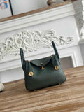 Hermes Lindy Mini Bag Togo Leather Dark Green Gold H68628