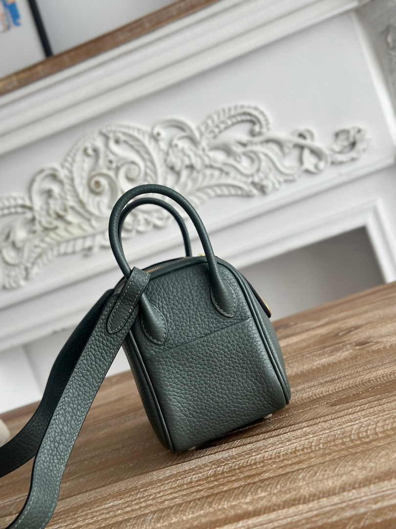 Hermes Lindy Mini Bag Togo Leather Dark Green Gold H68628