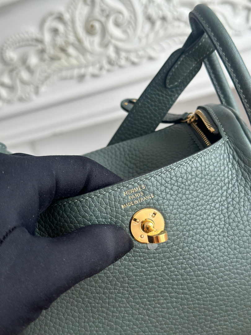 Hermes Lindy Mini Bag Togo Leather Dark Green Gold H68628
