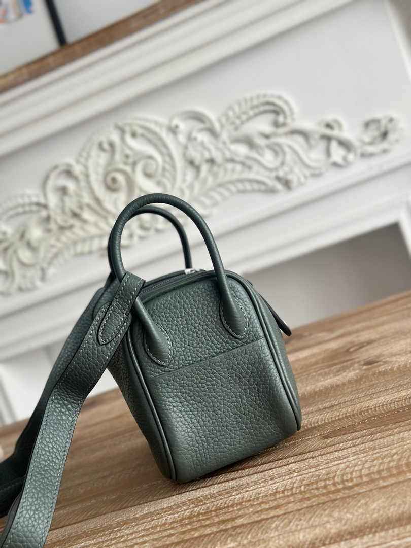 Hermes Lindy Mini Bag Togo Leather Dark Green Silver H68629