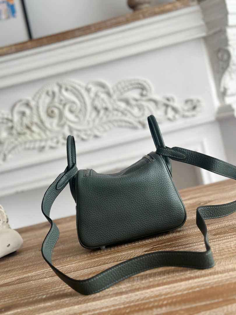 Hermes Lindy Mini Bag Togo Leather Dark Green Silver H68629