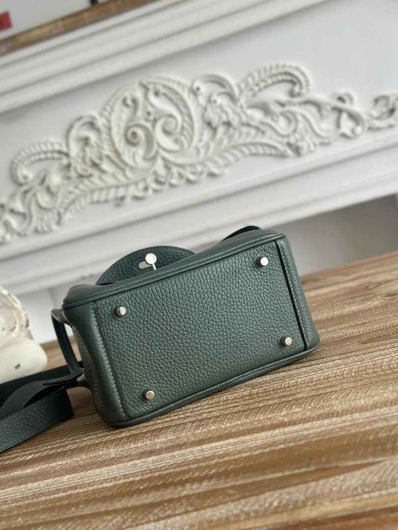 Hermes Lindy Mini Bag Togo Leather Dark Green Silver H68629
