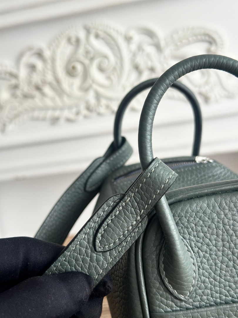 Hermes Lindy Mini Bag Togo Leather Dark Green Silver H68629