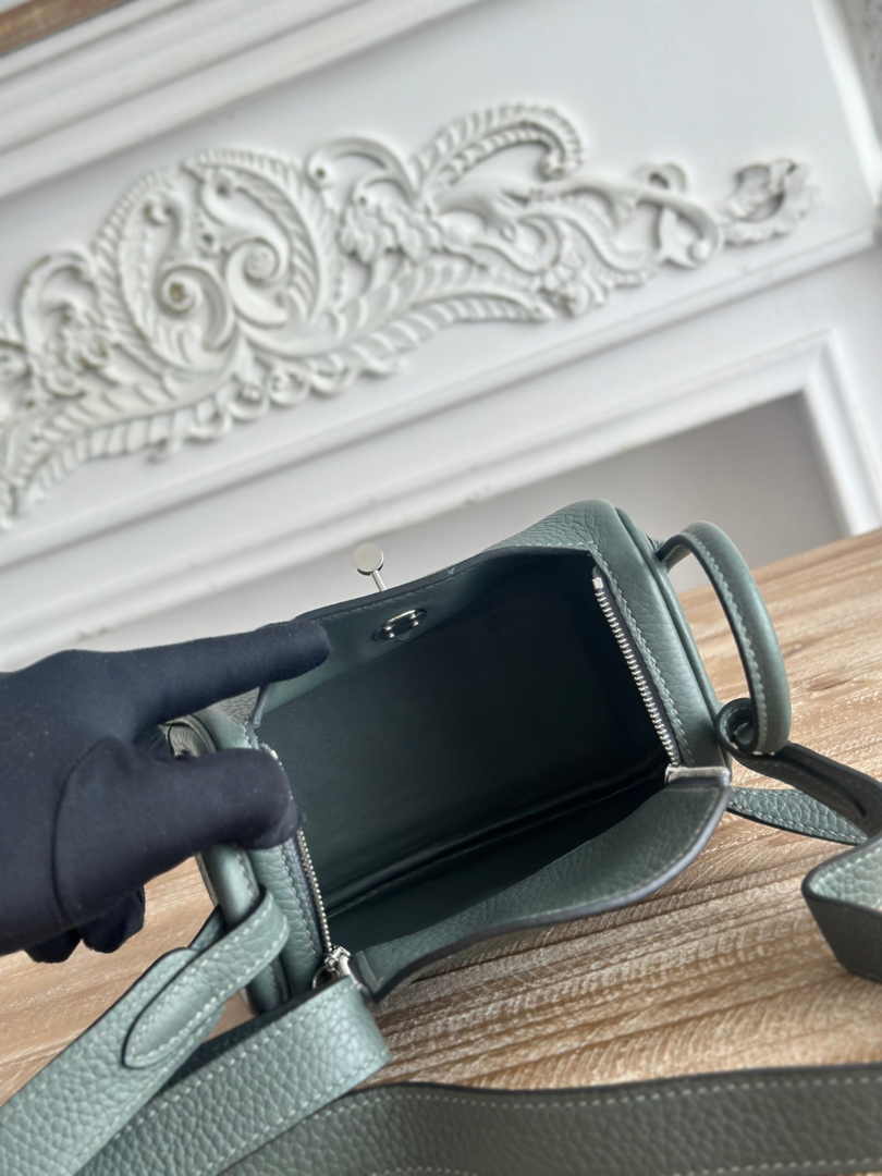 Hermes Lindy Mini Bag Togo Leather Dark Green Silver H68629