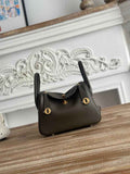 Hermes Lindy Mini Bag Togo Leather Dark Gray Gold H68630