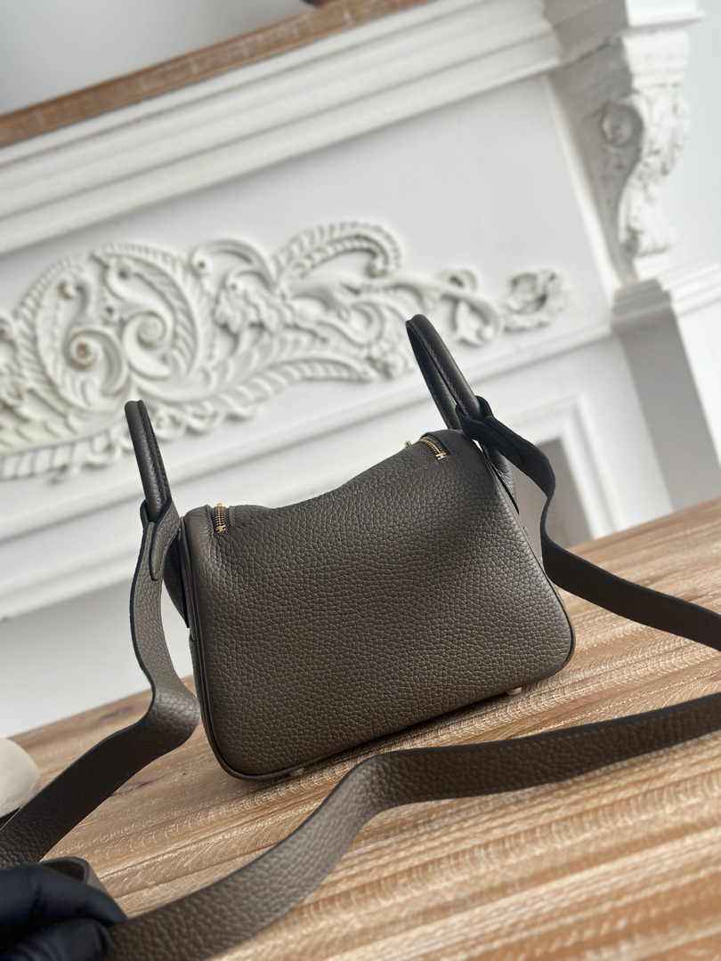 Hermes Lindy Mini Bag Togo Leather Dark Gray Gold H68630