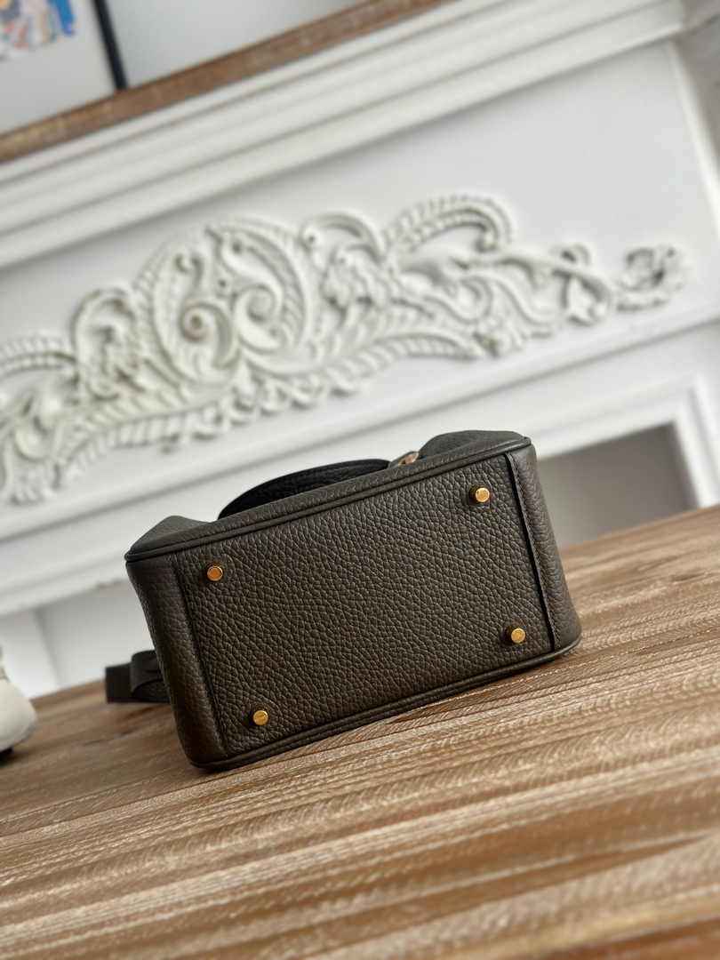 Hermes Lindy Mini Bag Togo Leather Dark Gray Gold H68630