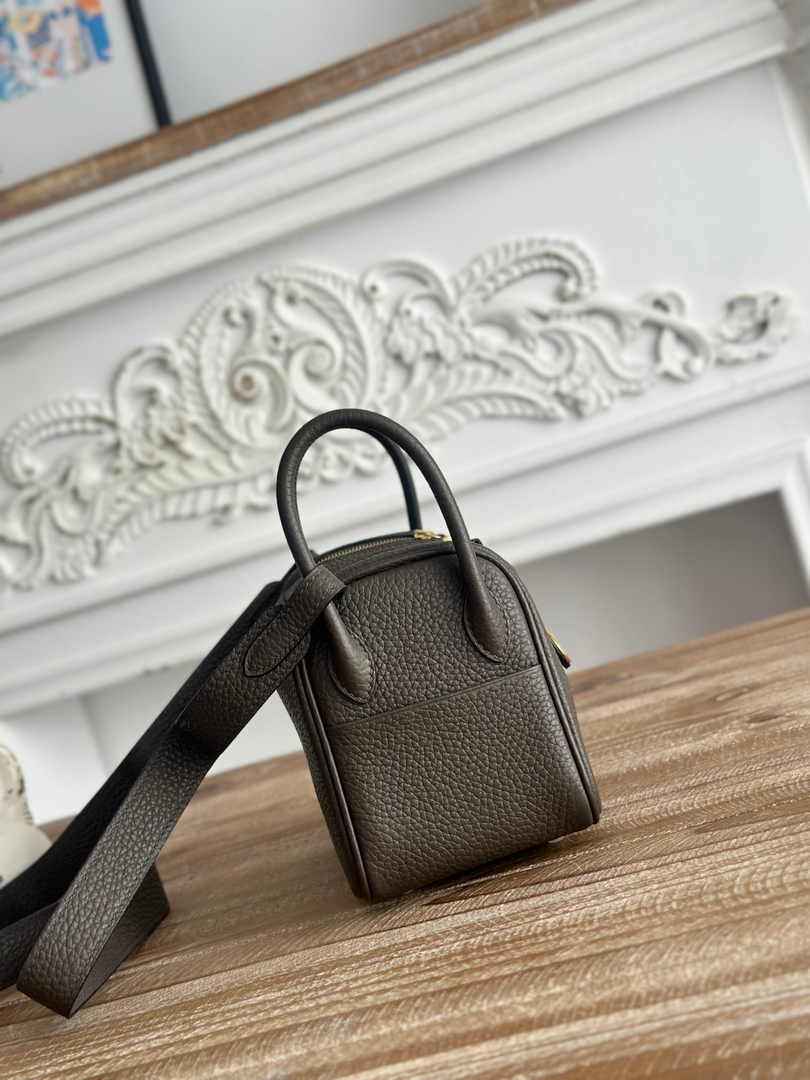 Hermes Lindy Mini Bag Togo Leather Dark Gray Gold H68630