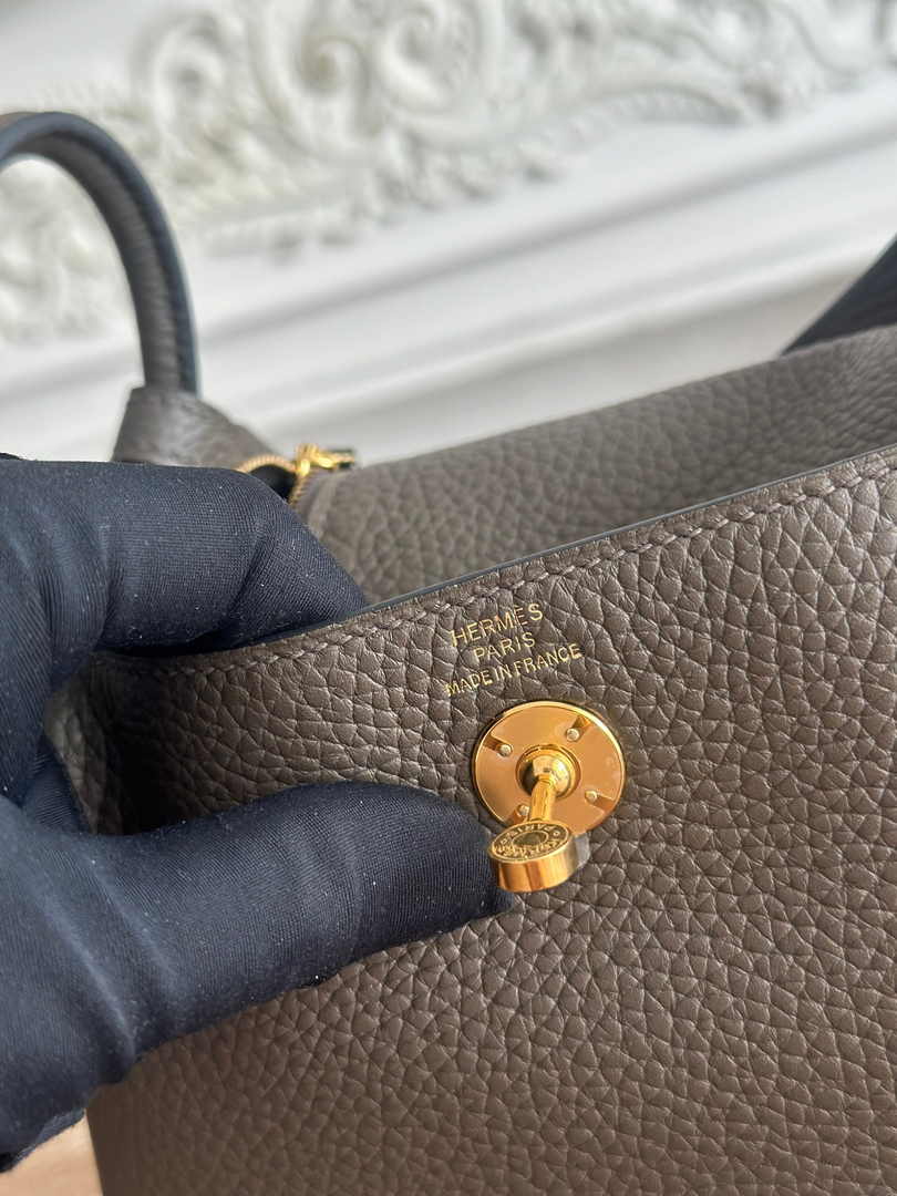 Hermes Lindy Mini Bag Togo Leather Dark Gray Gold H68630