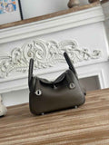 Hermes Lindy Mini Bag Togo Leather Dark Gray Silver H68631