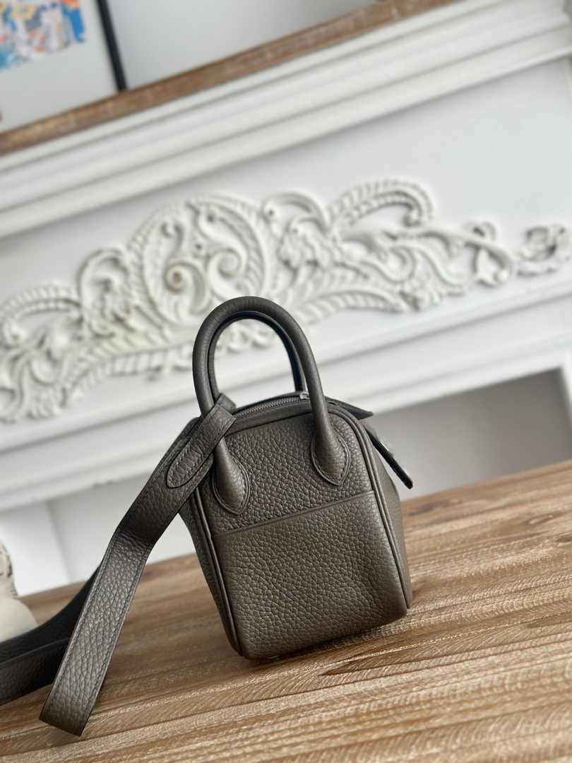Hermes Lindy Mini Bag Togo Leather Dark Gray Silver H68631