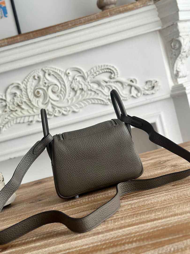 Hermes Lindy Mini Bag Togo Leather Dark Gray Silver H68631