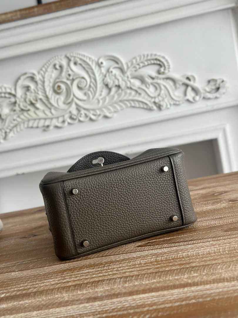 Hermes Lindy Mini Bag Togo Leather Dark Gray Silver H68631
