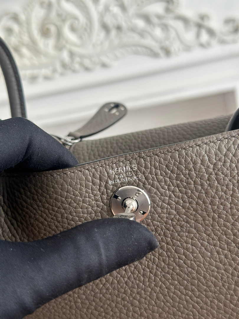 Hermes Lindy Mini Bag Togo Leather Dark Gray Silver H68631