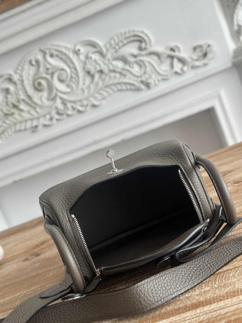 Hermes Lindy Mini Bag Togo Leather Dark Gray Silver H68631
