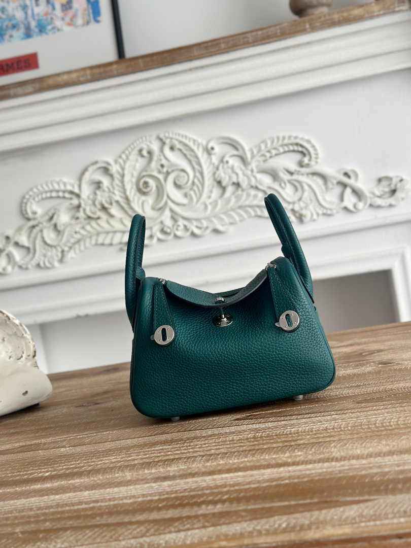 Hermes Lindy Mini Bag Green Togo Leather Silver H68633