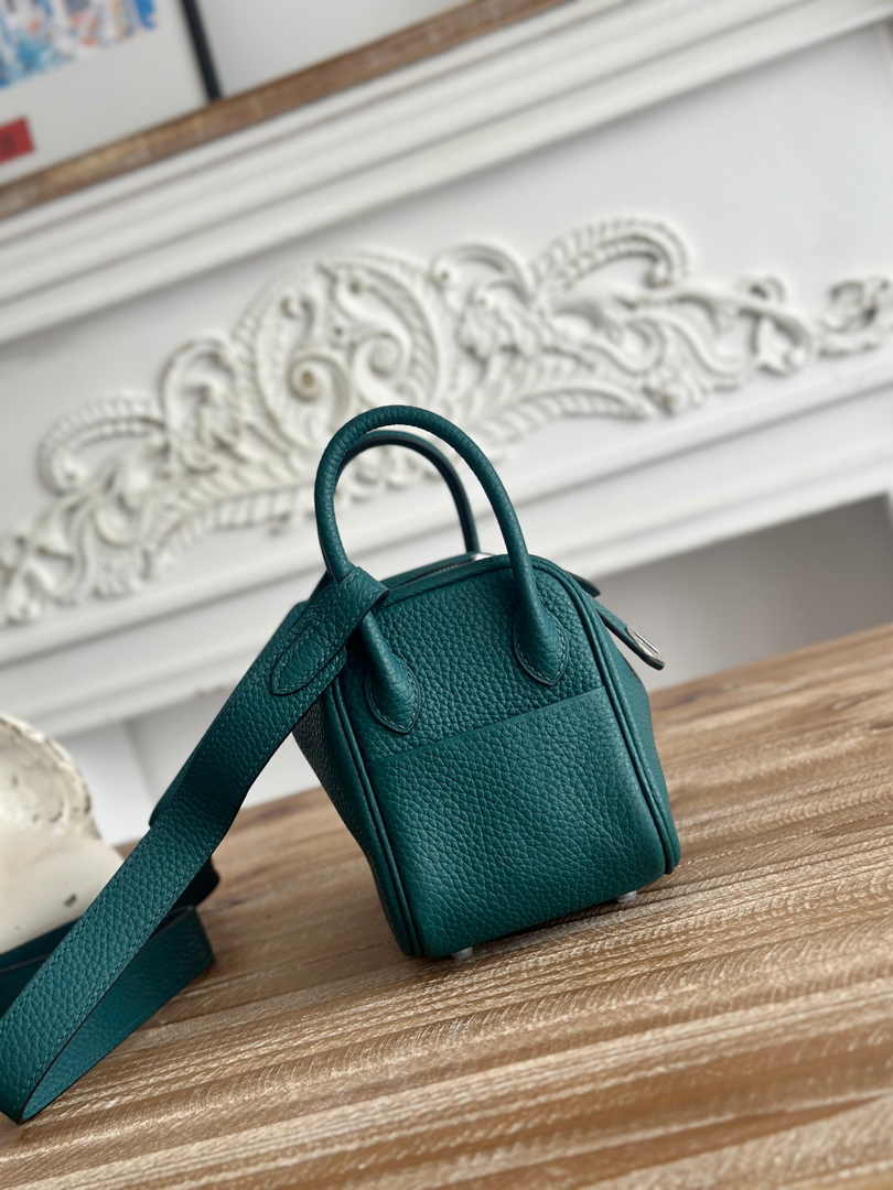 Hermes Lindy Mini Bag Green Togo Leather Silver H68633