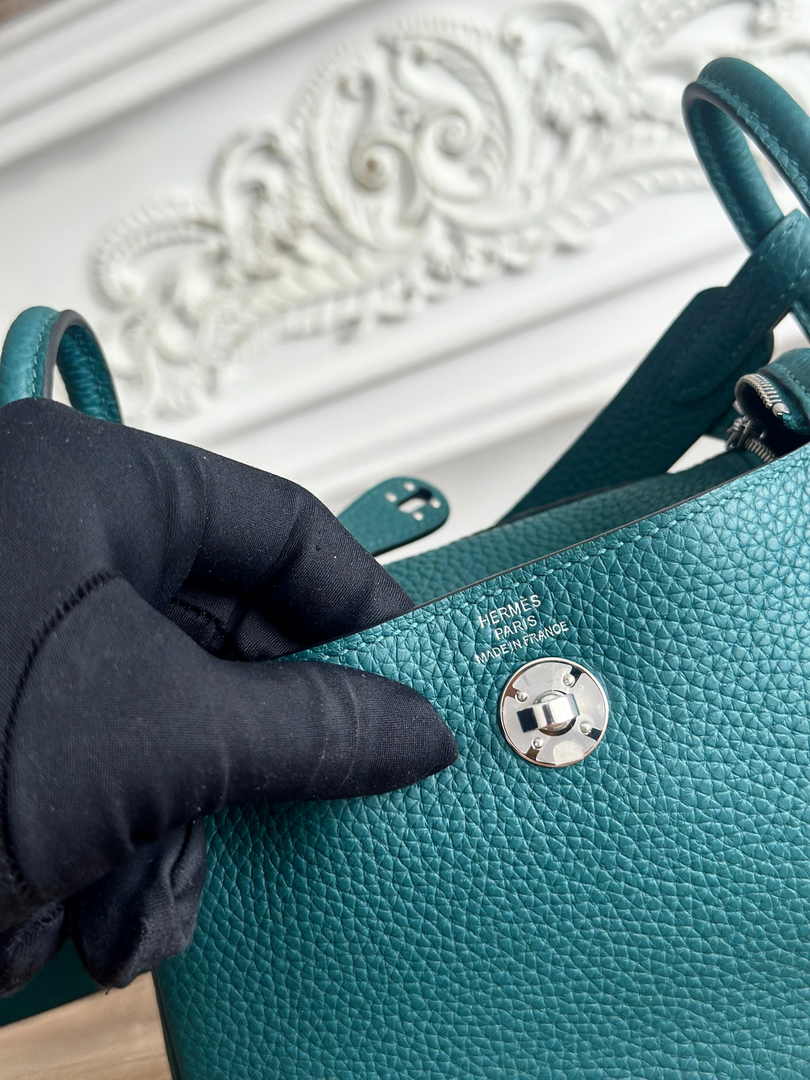 Hermes Lindy Mini Bag Green Togo Leather Silver H68633