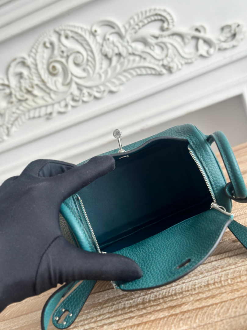 Hermes Lindy Mini Bag Green Togo Leather Silver H68633