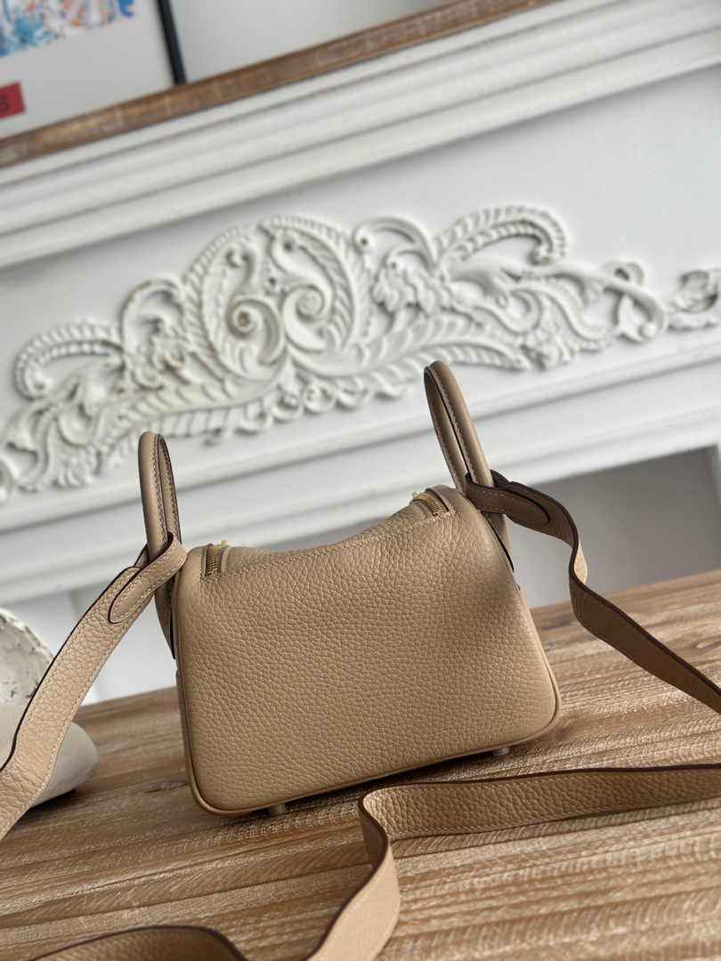 Hermes Lindy Mini Bag Khaki Togo Leather Gold H68634
