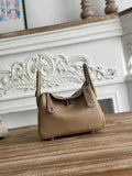 Hermes Lindy Mini Bag Khaki Togo Leather Silver H68635