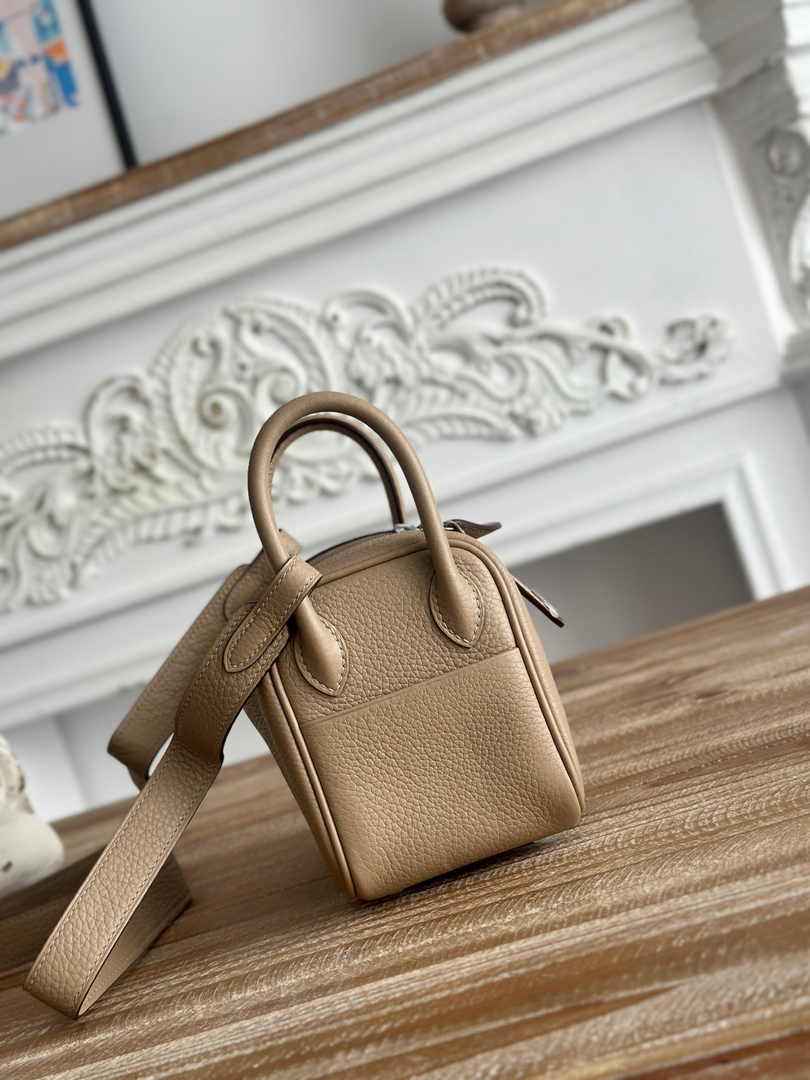 Hermes Lindy Mini Bag Khaki Togo Leather Silver H68635