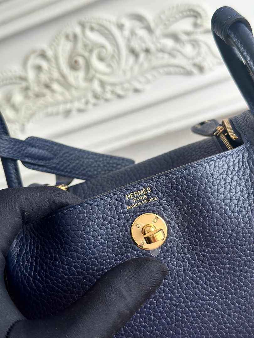 Hermes Lindy Mini Bag Navy Blue Togo Leather Gold H68636