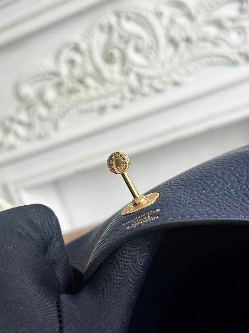 Hermes Lindy Mini Bag Navy Blue Togo Leather Gold H68636