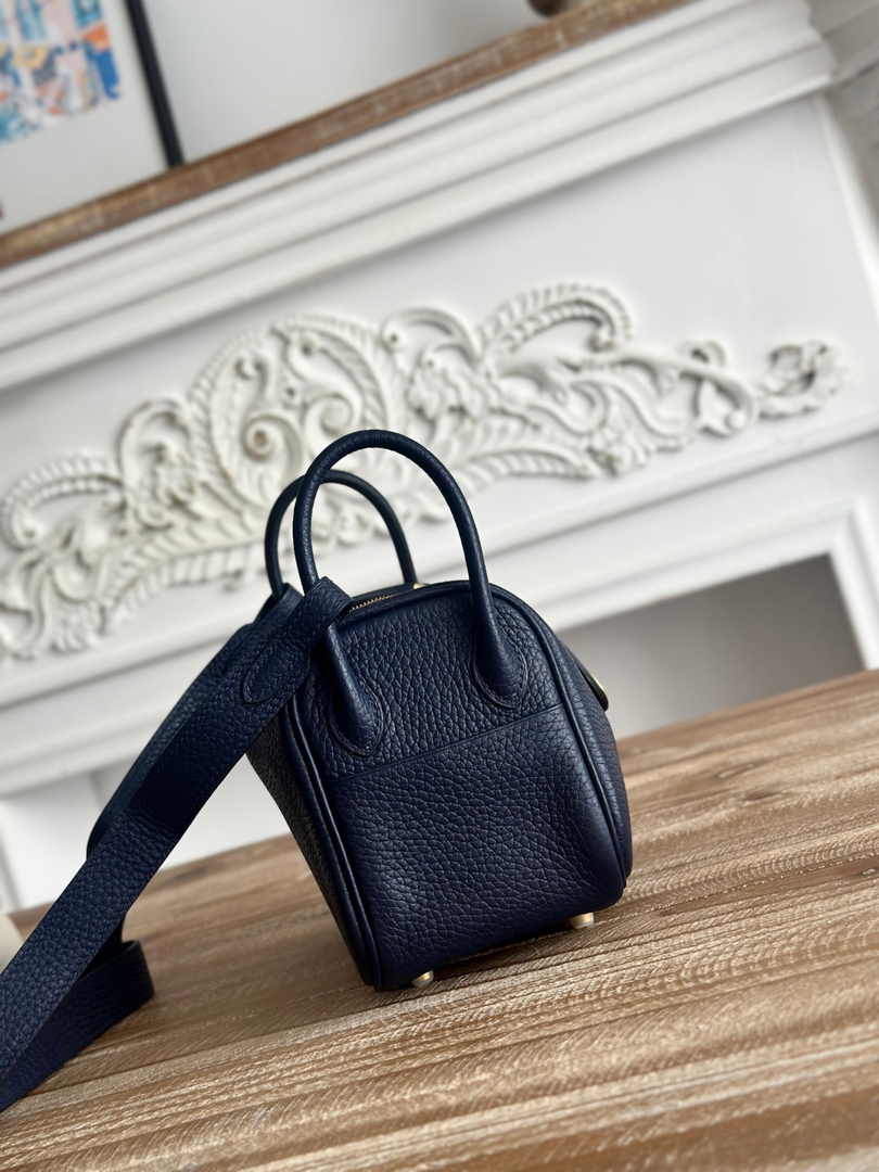 Hermes Lindy Mini Bag Navy Blue Togo Leather Gold H68636