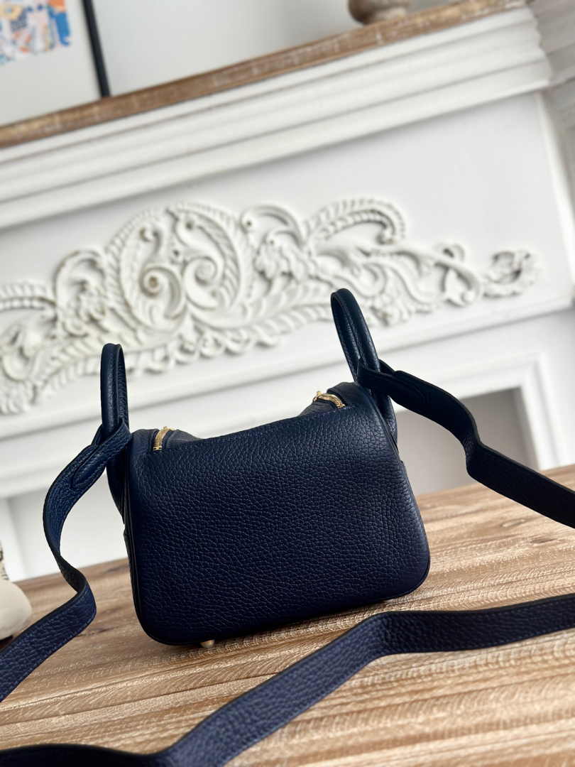 Hermes Lindy Mini Bag Navy Blue Togo Leather Gold H68636