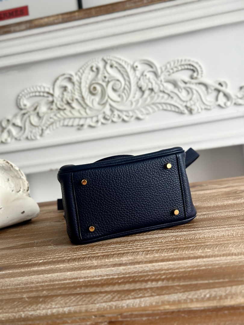 Hermes Lindy Mini Bag Navy Blue Togo Leather Gold H68636