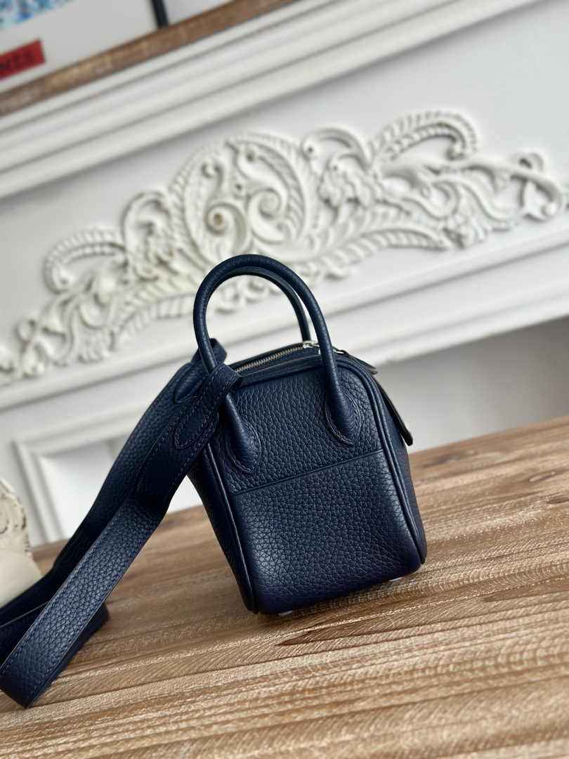 Hermes Lindy Mini Bag Navy Blue Togo Leather Silver H68637